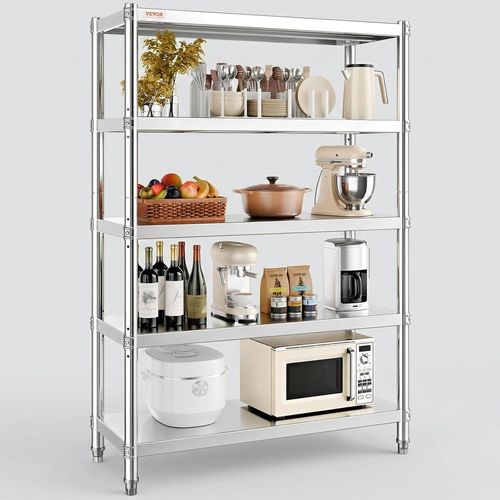 Stainless Steel Shelves 48x18.5 Inch 5 Tier Adjustable Shelf Storage Unit Stainless Steel Ra…