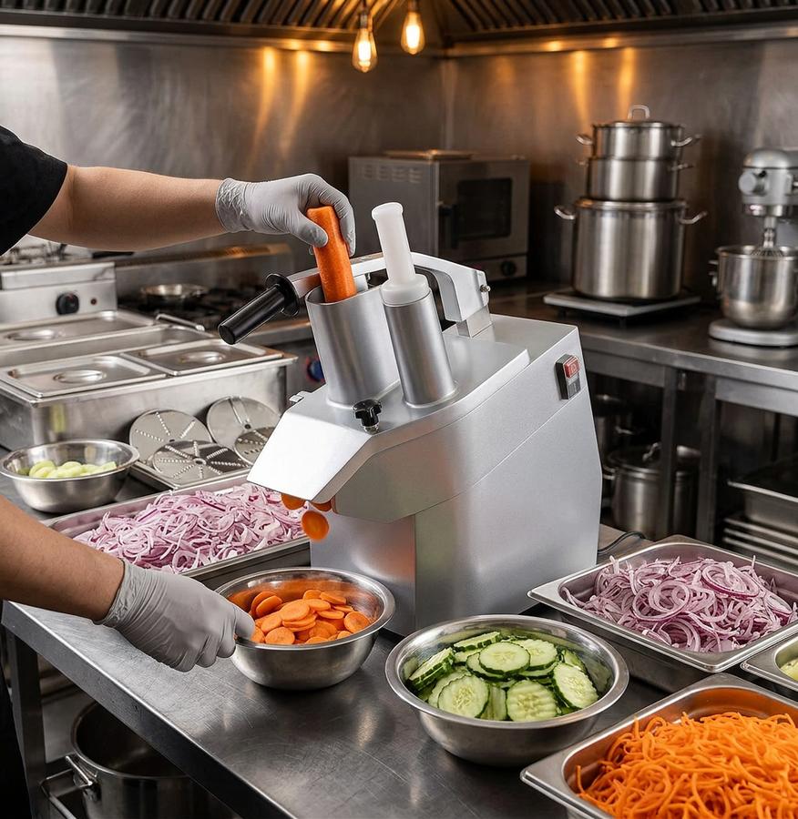 500 W commercial food processor on prep bench